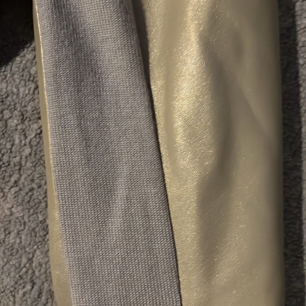 M Patmos Leather Merino Wool Open Front Jacket Metallic Gold Quiet Luxury XS - Picture 8 of 11